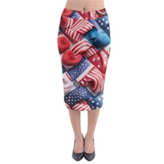 Us Presidential Election Colorful Vibrant Pattern Design  Midi Pencil Skirt by dflcprintsclothing