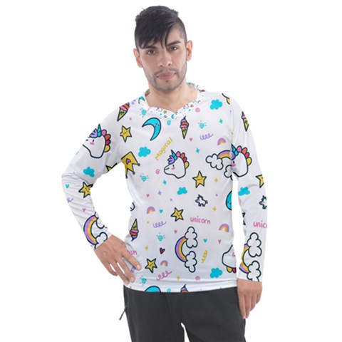 Unicorns Rainbows Seamless Pattern Men s Pique Long Sleeve T-shirt by Bedest