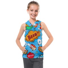 Comical Words Animals Comic Omics Crazy Graffiti Kids  Sleeveless Hoodie by Bedest