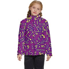 Background Doodles Math Kids  Puffer Bubble Jacket Coat by Bedest