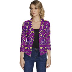 Background Doodles Math Women s Casual 3/4 Sleeve Spring Jacket by Bedest