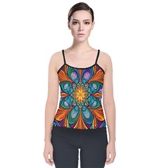 Schwarz Bunt Velvet Spaghetti Strap Top by 2607694c