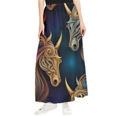 Schwarz Pferde Muster Maxi Chiffon Skirt by 2607694c