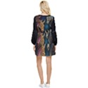 Schwarz pferde muster Tiered Long Sleeve Mini Dress View2