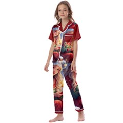 Christmas Greeting Kids  Satin Short Sleeve Pajamas Set by 2607694c