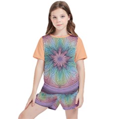 Orange3 Pattern 4 Kids  T-shirt And Sports Shorts Set by 2607694c