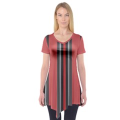 Rosa Grau Streifen Short Sleeve Tunic  by 2607694c