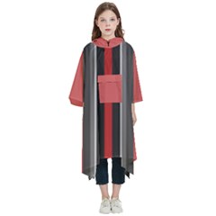 Rosa Grau Streifen Kids  Hooded Rain Ponchos by 2607694c