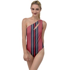 Rosa Grau Streifen To One Side Swimsuit by 2607694c