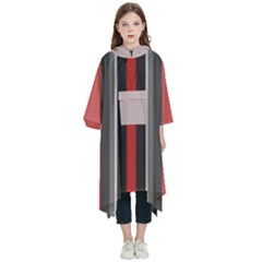 Rosa Grau Streifen Kids  Hooded Rain Ponchos by 2607694c