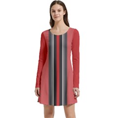 Altrosa Rosa Grau Streifen Long Sleeve Velour Skater Dress by 2607694c