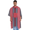 Altrosa Rosa Grau Streifen Men s Hooded Rain Ponchos View1