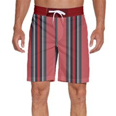 Dunkelrot4 Rosa Grau Streifen Dunkelrot3 Men s Beach Shorts by 2607694c