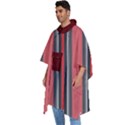 Dunkelrot4 Rosa Grau Streifen Dunkelrot3 Men s Hooded Rain Ponchos View2