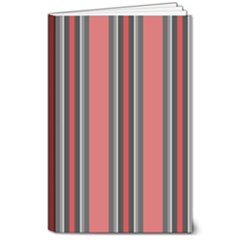 Dunkelrot4 Rosa Grau Streifen Dunkelrot3 8  X 10  Softcover Notebook by 2607694c