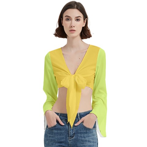 4 Farben Trumpet Sleeve Cropped Top by 2607694c