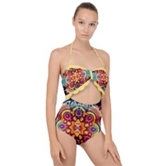 Gelb Floral Scallop Top Cut Out Swimsuit by 2607694c