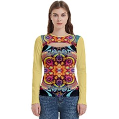 Gelb Floral Women s Cut Out Long Sleeve T-shirt by 2607694c