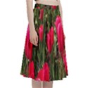 Yellow Pink Red Flowers A-Line Full Circle Midi Skirt With Pocket View3