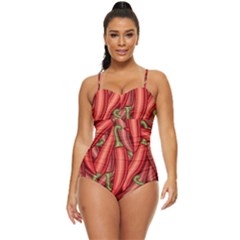 Seamless-chili-pepper-pattern Retro Full Coverage Swimsuit by Ket1n9