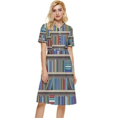 Bookshelf Button Top Knee Length Dress by Ket1n9