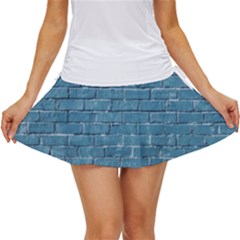 White And Blue Brick Wall Women s Skort by Azkajaya