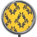 Yellow Regal Filagree Pattern Mini Round Pill Box View1