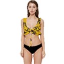 Yellow Regal Filagree Pattern Low Cut Ruffle Edge Bikini Top View1