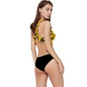 Yellow Regal Filagree Pattern Low Cut Ruffle Edge Bikini Top View3