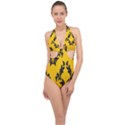 Zebra Zebra Pattern Zebra Fur Zebra Print Strip Halter Front Plunge Swimsuit View1