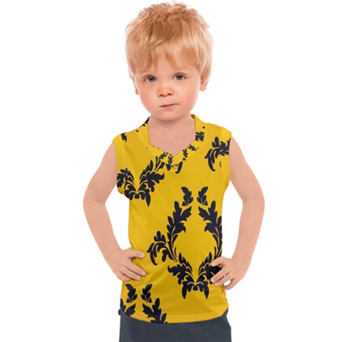 Yellow Regal Filagree Pattern Kids  Sport Tank Top by Azkajaya