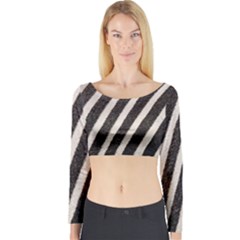 Zebra Zebra Pattern Zebra Fur Zebra Print Strip Long Sleeve Crop Top by Azkajaya