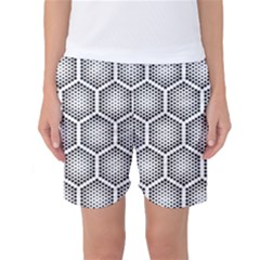 Halftone Tech Hexagons Seamless Pattern Women s Basketball Shorts by Ket1n9