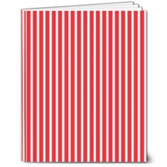 Strip Red White Pattern 8  X 10  Softcover Notebook by Loisa77