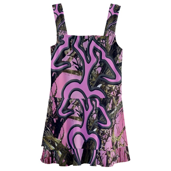 Pink Browning Deer Glitter Camo Camouflage Kids  Layered Skirt Swimsuit