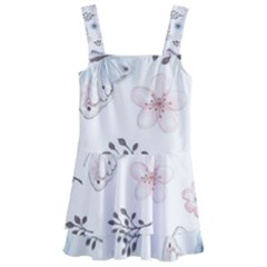 Butterflies Cute Flower Pastel Pattern Kids  Layered Skirt Swimsuit by Loisa77