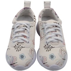 Butterflies Cute Flower Pastel Pattern Kids Athletic Shoes by Loisa77