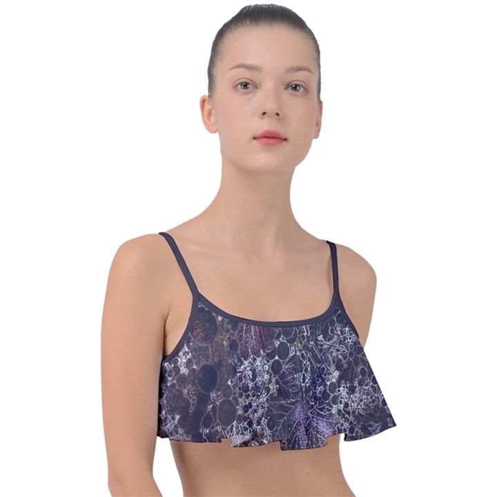 Grapevine Symphony Print Pattern Bk Frill Bikini Top