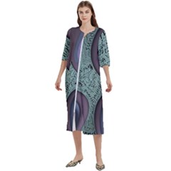 Converge Diverge Mingle Mix Divide Women s Cotton 3/4 Sleeve Nightgown by Paksenen