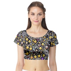 Mental Emojis Emoticons Icons Short Sleeve Crop Top by Paksenen