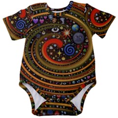 Swirl Vortex Emoji Cyclone Motion Art Baby Short Sleeve Bodysuit by Paksenen