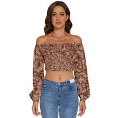 Mind Brain Thought Mental Long Sleeve Crinkled Weave Crop Top by Paksenen