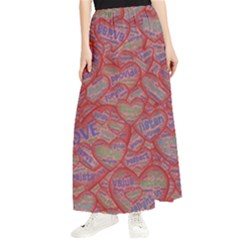 Love Hearts Valentines Connection Maxi Chiffon Skirt by Paksenen