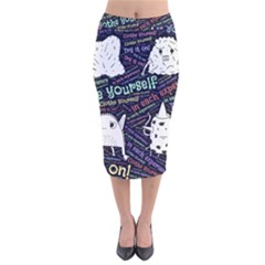 Experience Feeling Clothing Self Velvet Midi Pencil Skirt by Paksenen