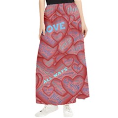 Love Hearts Valentine Red Symbol Maxi Chiffon Skirt by Paksenen