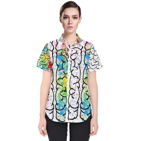 Brain Mind Psychology Idea Drawing Women s Short Sleeve Shirt by Loisa77