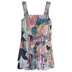 Whimsical Colorful Young Girl Kids  Layered Skirt Swimsuit by Loisa77