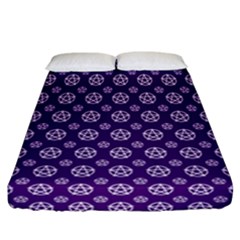 White Pentacle And Purple Pattern Fitted Sheet (california King Size) by cheekywitch