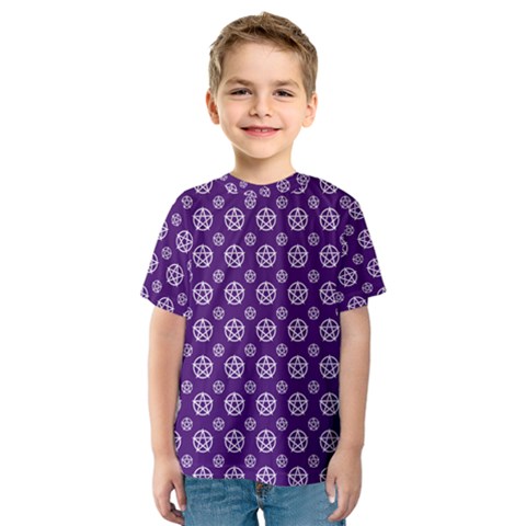 White Pentacle And Purple Pattern Kids  Sport Mesh T-shirt by cheekywitch