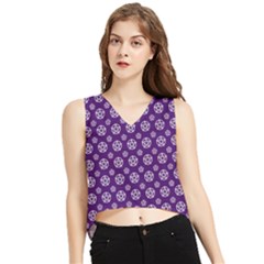 White Pentacle And Purple Pattern V-neck Cropped Tank Top by cheekywitch